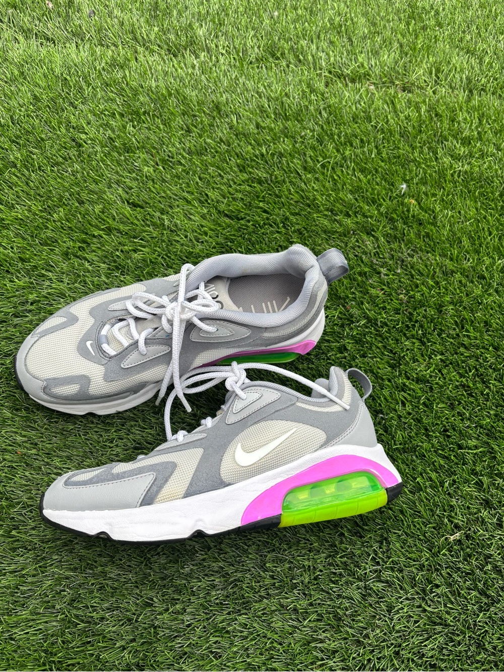 Nike  Air max 200 Gray Sneakers with Pink & Neon Green Accents